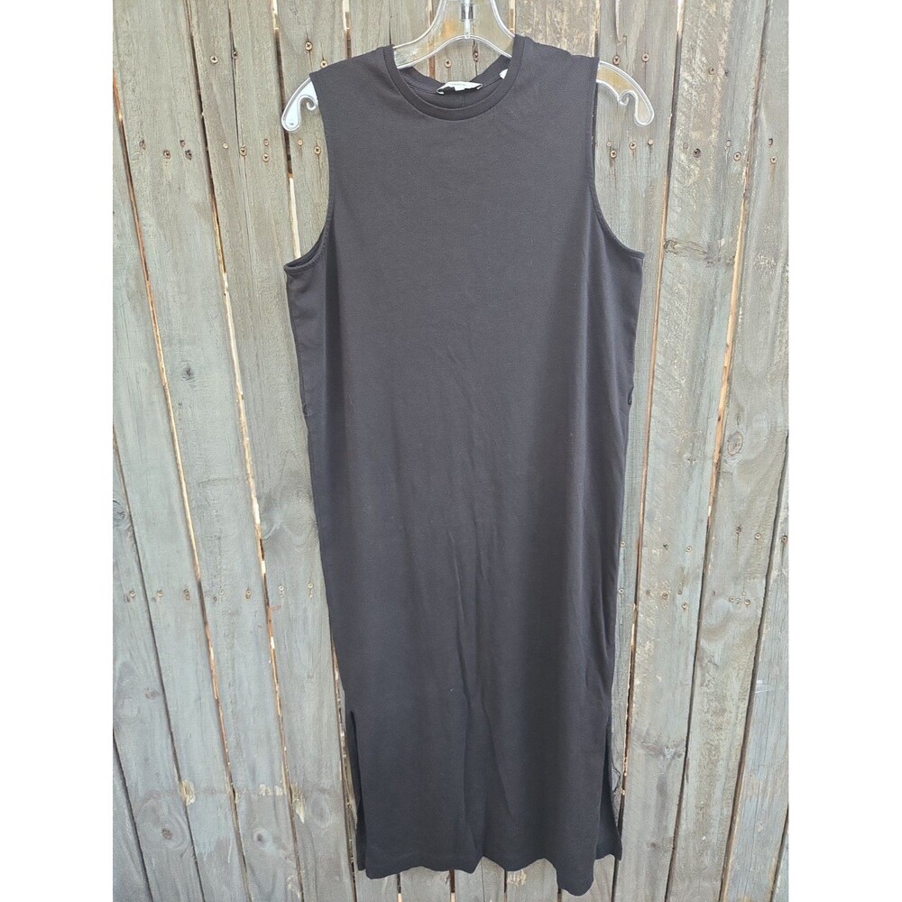 Vince Women’s Medium Pima Cotton Sleeveless Midi Tank Dress Black